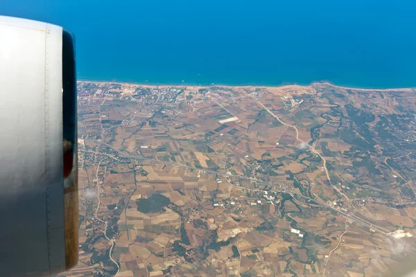 stock image View through airplane porthole