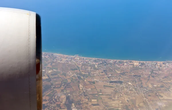 stock image View through airplane porthole