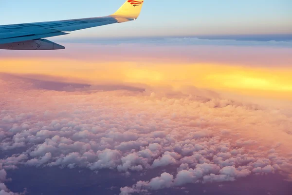 stock image View from airplane window inside the clouds