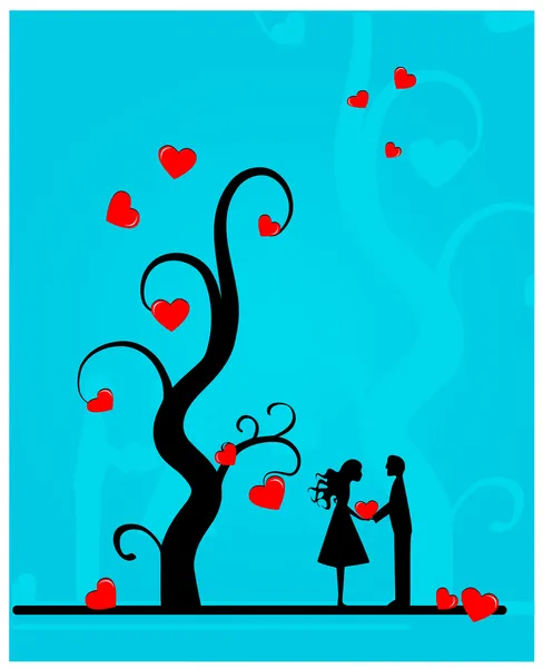 Couple under a tree. — Stock Vector