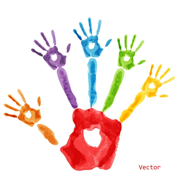 カラフルな手形塗料barva barevný otisk — Stockový vektor