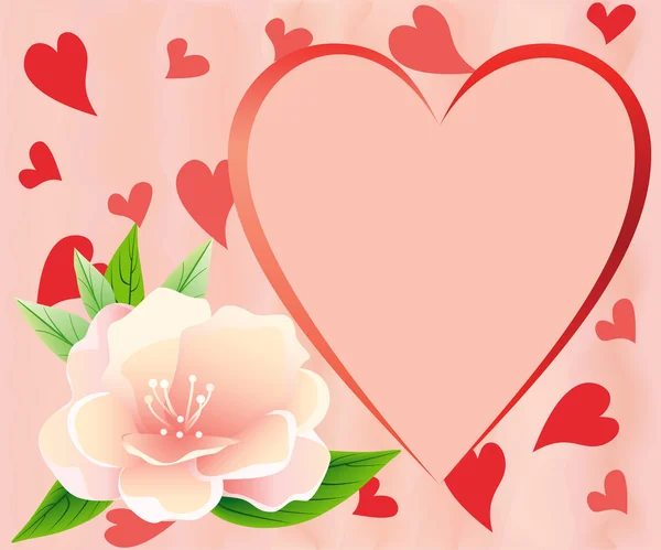 Coração com flor rosa, arquivo EPS.8 ilustração . — Vetor de Stock