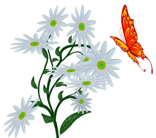 抽象的な蝶と花. — ストックベクタ