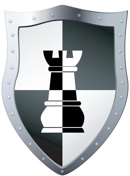 Escudo de metal uma peça de xadrez . — Vetor de Stock