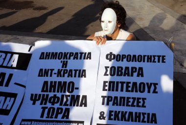 Protester in White Mask clipart