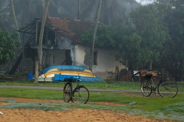 Mattina nebbiosa nel villaggio in Sri Lanka — Foto Stock