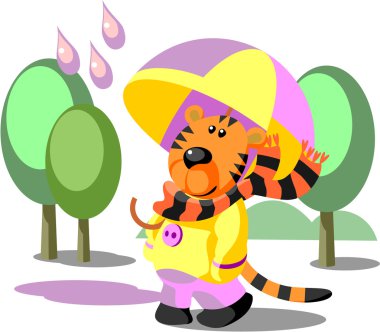 Tiger walking color 02 clipart