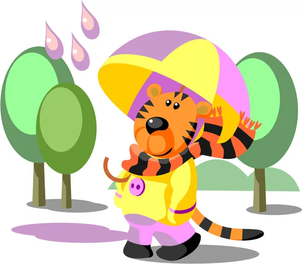 Tigre marche couleur 02 — Image vectorielle