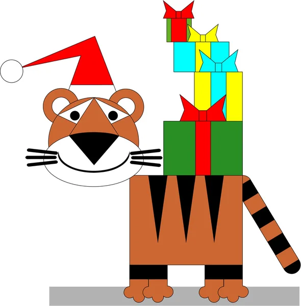 Tygrys zima Boże Narodzenie kolor 04 — Wektor stockowy