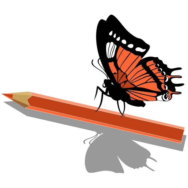 Butterfly on pen 14 — Stock Vector