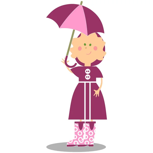 Chica caminando con paraguas 17 — Vector de stock