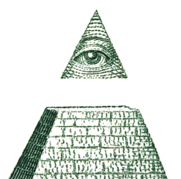 Dollar piramide op witte achtergrond. — Stockfoto