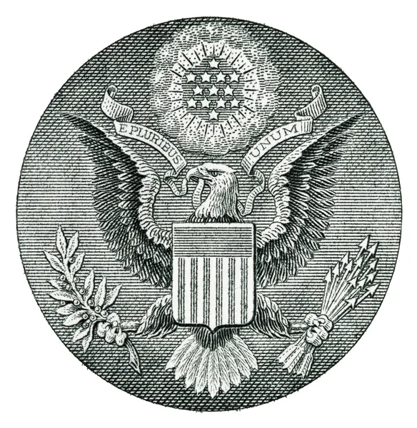 E Pluribus Unum Seal on the US Dollar Bill — Stock Photo, Image