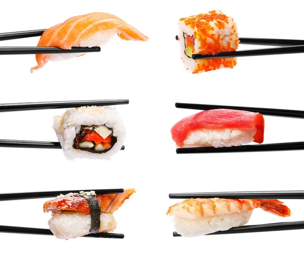 Sushi con bacchette — Foto Stock