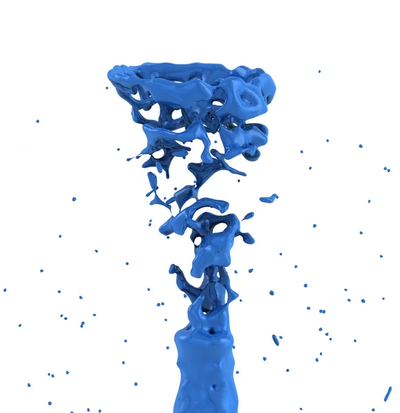 Esguicho líquido azul girar isolado no fundo branco — Fotografia de Stock