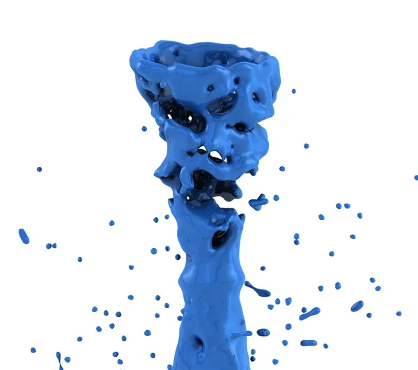 Blaue Flüssigkeitsspritzer Wirbel isoliert auf weißem Hintergrund — Stockfoto