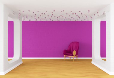 Gallery's hall with purple chair clipart