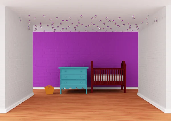 Dormitorio de bebé con una cuna — Foto de Stock