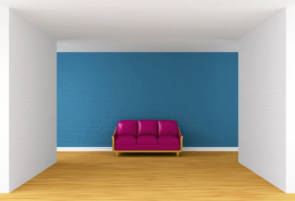 Sala della galleria vuota con divano viola — Foto Stock