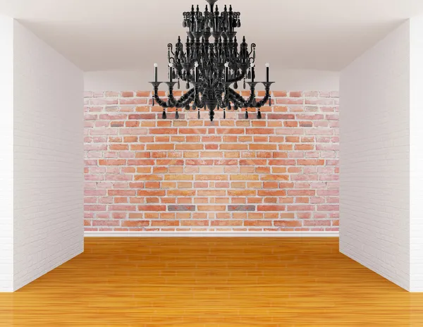 Empty room with black chandelier — Stock Photo, Image