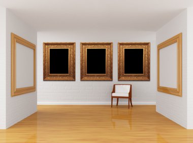 Empty gallery's hall with chair clipart