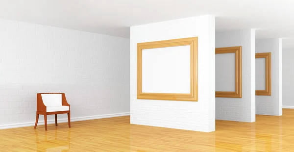 Salão da galeria vazia com cadeira — Fotografia de Stock