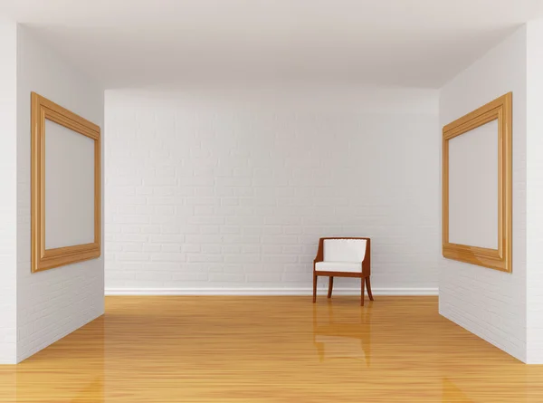 Empty gallery's hall with chair — Stock Photo, Image