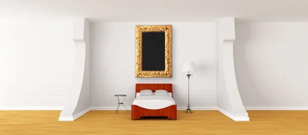床、 表、 框架和标准在现代室内装饰灯 — 图库照片