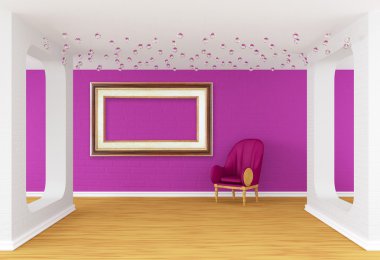 Gallery's hall with purple chair clipart