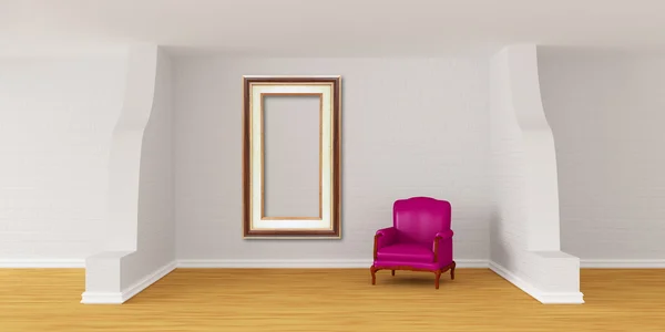 Moderní pokoj s obrázku rámeček a fialové křeslo — Stock fotografie