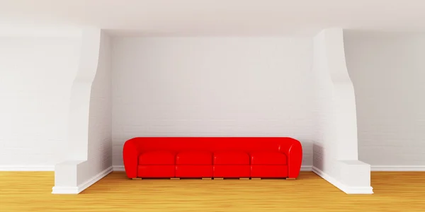 Зал галереи с красным диваном — стоковое фото