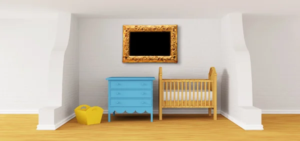 Baby slaapkamer met een wieg. — Stockfoto