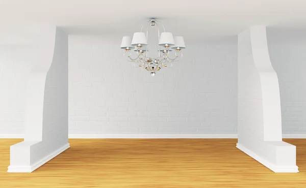 Empty room with alone luxurious chandelier — Stock Photo, Image