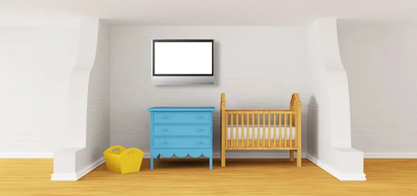 Dormitorio de bebé con una cuna . — Foto de Stock