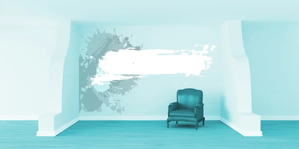 Koltuk ve splash çerçeve ile modern oda — Stok fotoğraf