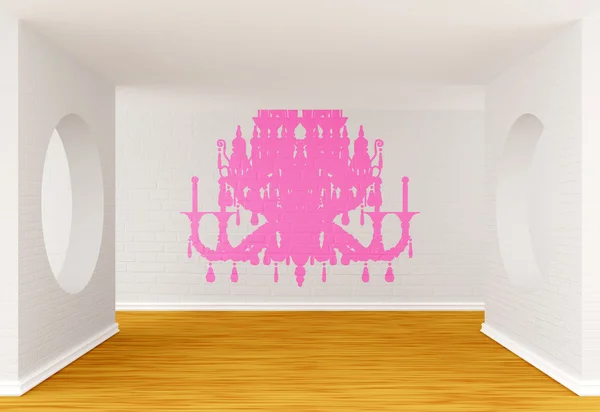 Galeriesaal mit Kronleuchter-Silhouette — Stockfoto
