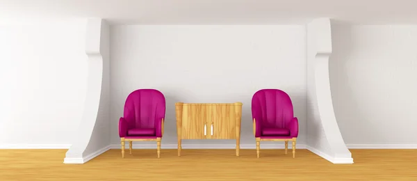 Galeriesaal mit Stühlen und Büro — Stockfoto