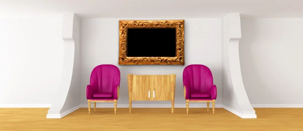 Galleriets hall med stolar och byrå — Stockfoto