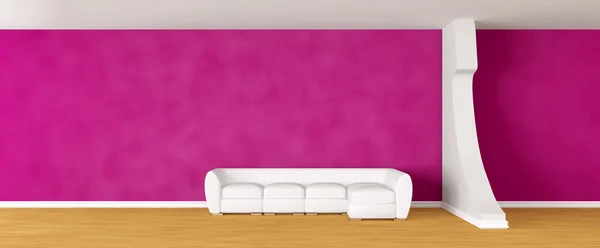Hall da galeria com sofá branco — Fotografia de Stock