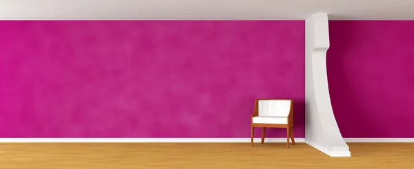 Зал фиолетовой галереи с роскошным стулом — стоковое фото