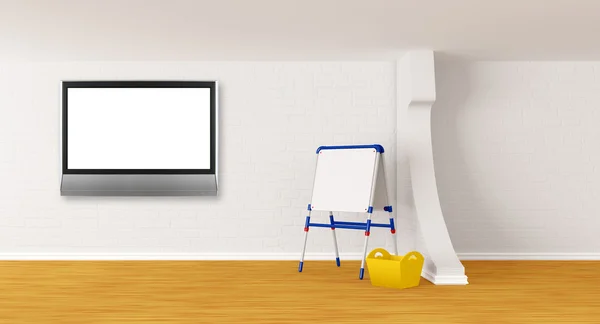 Rum med kid's styrelse och LCD-tv — Stockfoto