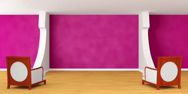 紫色的画廊的大厅与豪华椅子 — 图库照片