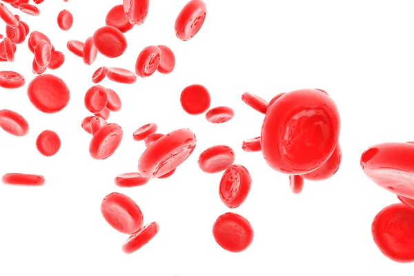 Globules rouges isolés sur blanc — Photo