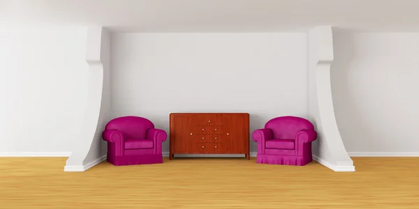 Salão da Galeria com cadeiras e escritório — Fotografia de Stock