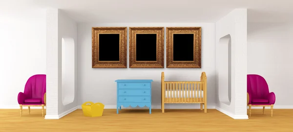 Dětské ložnice s dětskou postýlku. — Stock fotografie