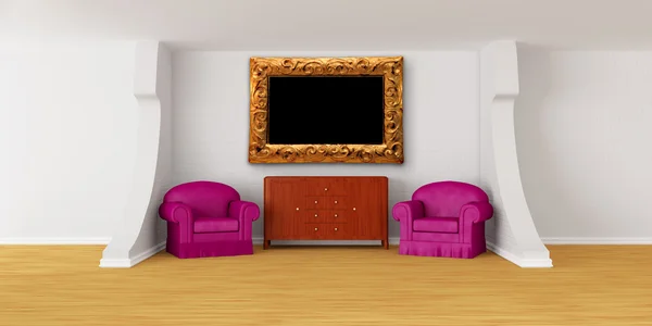 Αίθουσα-Πινακοθήκη του με καρέκλες και το Προεδρείο — Φωτογραφία Αρχείου