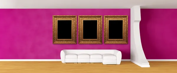 Salón de la galería con sofá blanco — Foto de Stock