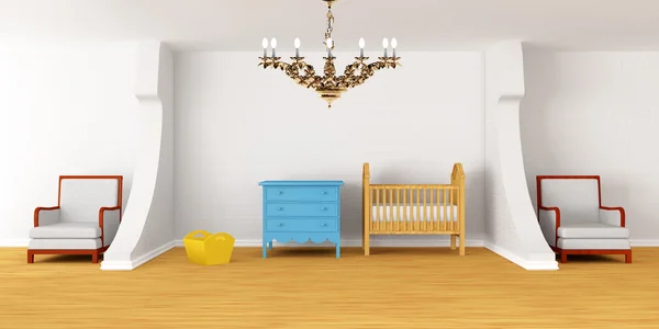 Dětské ložnice s dětskou postýlku. — Stock fotografie
