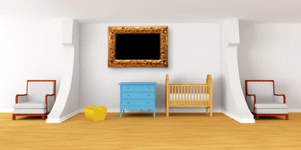 Dormitorio de bebé con una cuna . — Foto de Stock