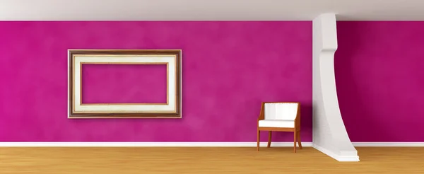 Salão da galeria roxa com cadeira luxuosa — Fotografia de Stock